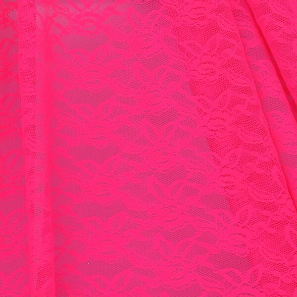Tessuto Pizzo (Merletto) Floreale - 4332 - al Metro - Fucsia Fluo