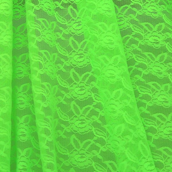 Tessuto Pizzo (Merletto) Floreale - 4332 - al Metro - Verde Fluo