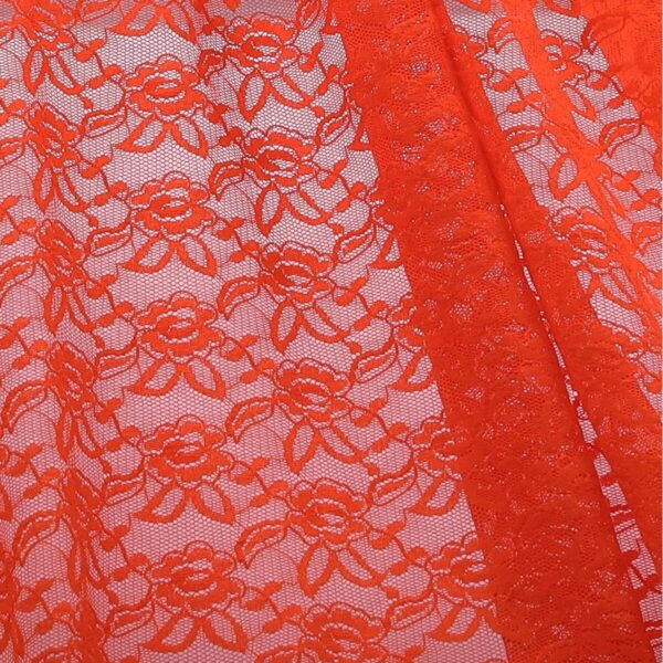 Tessuto Pizzo (Merletto) Floreale - 4332 - al Metro - Arancio
