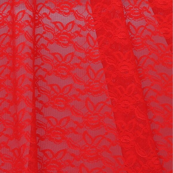 Tessuto Pizzo (Merletto) Floreale - 4332 - al Metro - Rosso