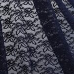 Tessuto Pizzo (Merletto) Floreale - 4332 - al Metro - Blu Navy