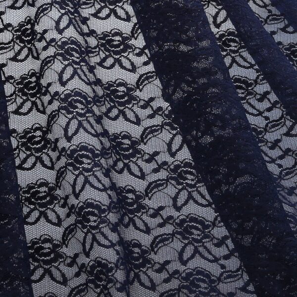Tessuto Pizzo (Merletto) Floreale - 4332 - al Metro - Blu Navy