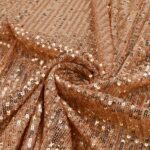 Tessuto Paillettes su Tulle Elastico - al Metro - Oro Chiaro