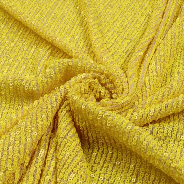 Tessuto Paillettes su Tulle Elastico - al Metro - Giallo Fluo