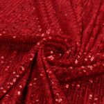 Tessuto Paillettes su Tulle Elastico - al Metro - Rosso
