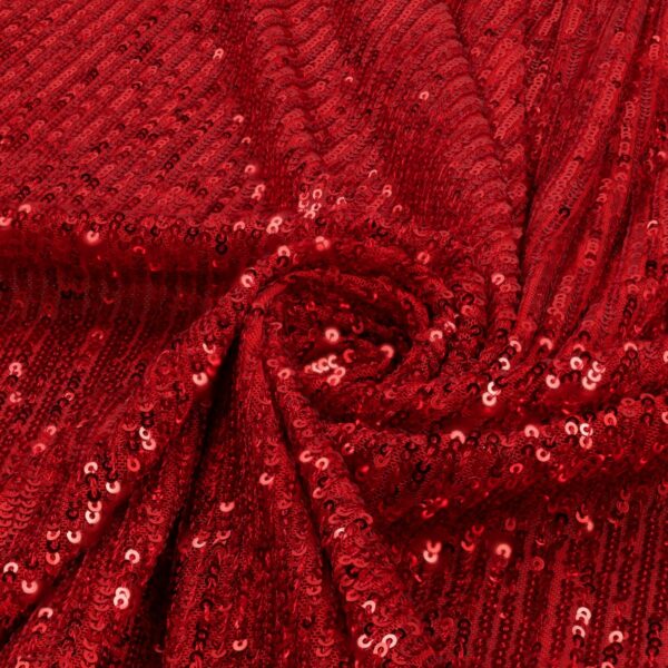 Tessuto Paillettes su Tulle Elastico - al Metro - Rosso