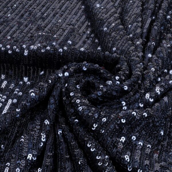 Tessuto Paillettes su Tulle Elastico - al Metro - Blu Navy