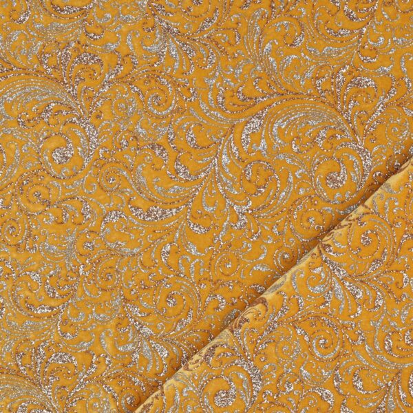 Velluto Bielastico Glitter Bicolore Barocco - al Metro - Oro Glitter Argento/Bronzo