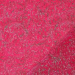 Velluto Bielastico Glitter Bicolore Barocco - al Metro - Fucsia Glitter Argento/Carne
