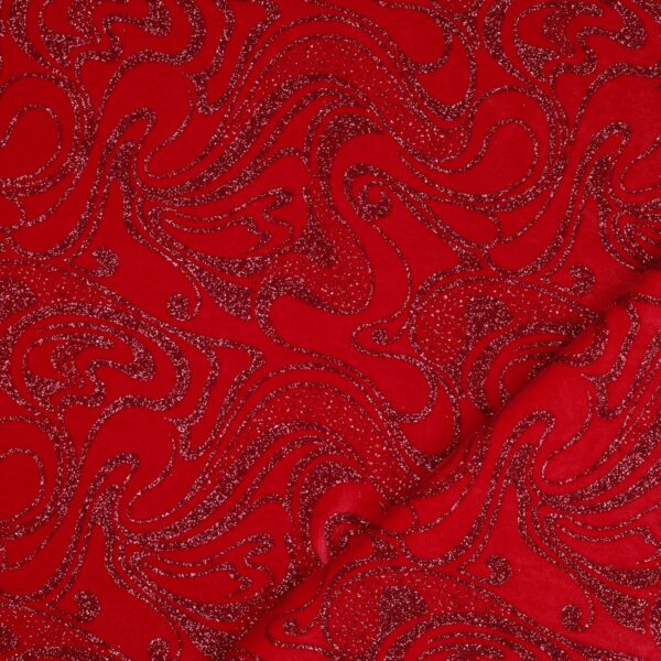 Velluto Bielastico Glitter Monocolore Onda - al Metro - Rosso Glitter Rosso