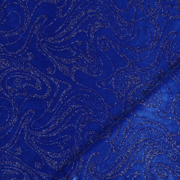 Velluto Bielastico Glitter Monocolore Onda - al Metro - Blu Royal Glitter Blu