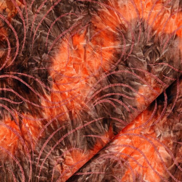 Velluto Bielastico Glitter Maltinto Graffio - al Metro - Arancio Glitter Arancio