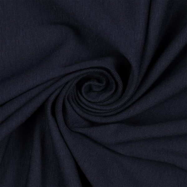 Tessuto Maglina Bielastica di Cotone Garzata - al Metro - Blu Navy - Mezzo Metro