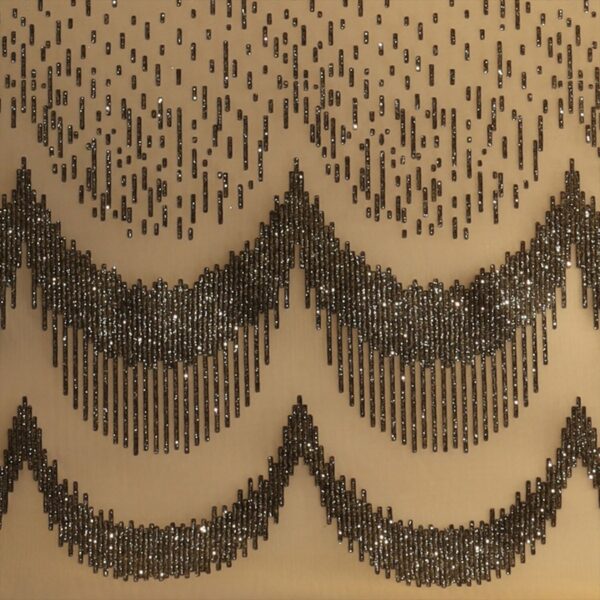 Tulle Elastico Fantasia Cascata - al Metro - Carne Glitter Argento