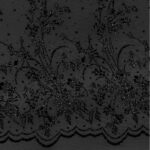 Tulle Elastico Fantasia Fiore Doppia Balza - al Metro - Nero Glitter Nero