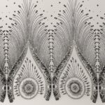 Tulle Elastico Fantasia Pavone - al Metro - Bianco Glitter Argento