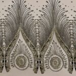 Tulle Elastico Fantasia Pavone - al Metro - Bianco Glitter Oro