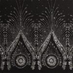 Tulle Elastico Fantasia Pavone - al Metro - Nero Glitter Argento
