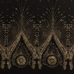 Tulle Elastico Fantasia Pavone - al Metro - Nero Glitter Oro