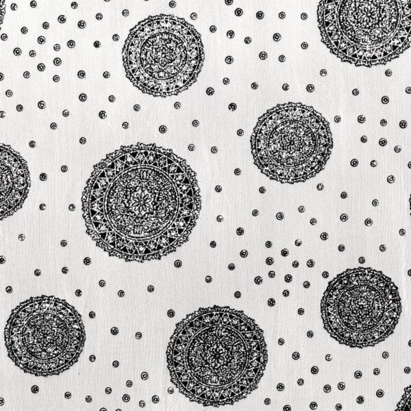 Tulle Elastico Fantasia Esfera Floccato Glitter - Disegno 2 - al Metro - Bianco Glitter Argento