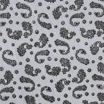 Tulle Elastico Fantasia Cashmere Floccato Glitter - Disegno 3 - al Metro - Bianco Glitter Argento