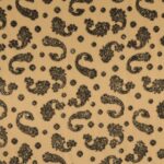 Tulle Elastico Fantasia Cashmere Floccato Glitter - Disegno 3 - al Metro - Carne Glitter Oro