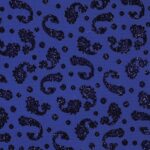 Tulle Elastico Fantasia Cashmere Floccato Glitter - Disegno 3 - al Metro - Blu Cina Glitter Blu