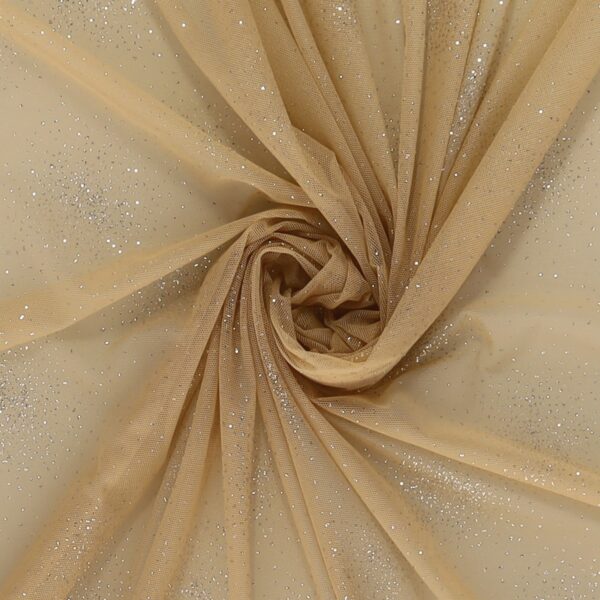 Tessuto Mesh (Tulle) Monoelastico Esplosione Glitter - al Metro - Carne Glitter Argento