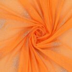 Tessuto Mesh (Tulle) Monoelastico Esplosione Glitter - al Metro - Arancio Fluo Glitter Argento