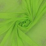 Tessuto Mesh (Tulle) Monoelastico Esplosione Glitter - al Metro - Verde Fluo Glitter Argento