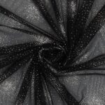 Tessuto Mesh (Tulle) Monoelastico Esplosione Glitter - al Metro - Nero Glitter Argento