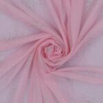 Tessuto Mesh (Tulle) Monoelastico Esplosione Glitter - al Metro - Rosa Glitter Argento