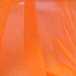 Tessuto Mesh (Tulle) Monoelastico Glitter Polvere di Stelle - al Metro - Arancio Fluo Glitter Argento