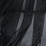 Tessuto Mesh (Tulle) Monoelastico Glitter Polvere di Stelle - al Metro - Nero Glitter Argento
