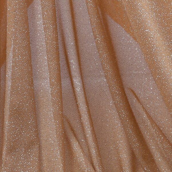 Tessuto Mesh (Tulle) Bielastico Glitter Polvere di Stelle - al Metro - Carne Glitter Argento