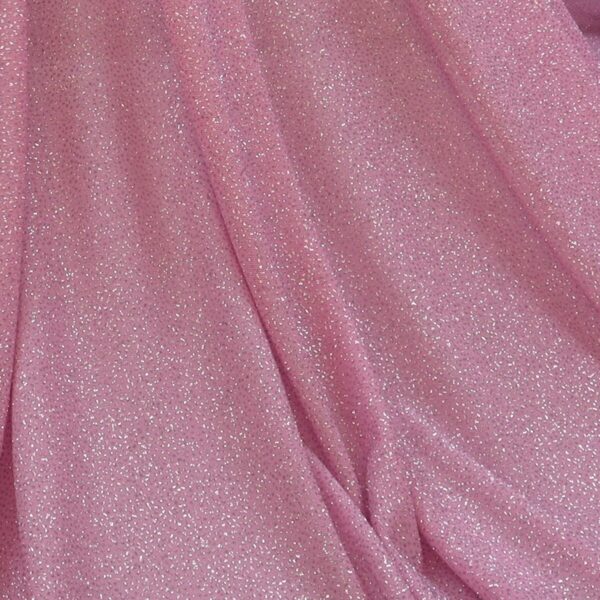 Tessuto Mesh (Tulle) Bielastico Glitter Polvere di Stelle - al Metro - Rosa Glitter Argento