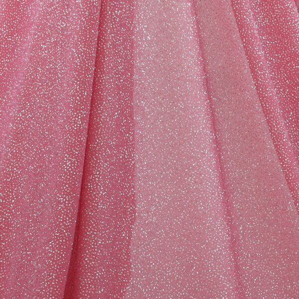 Tessuto Mesh (Tulle) Bielastico Glitter Polvere di Stelle - al Metro - Rosa Antico Glitter Argento