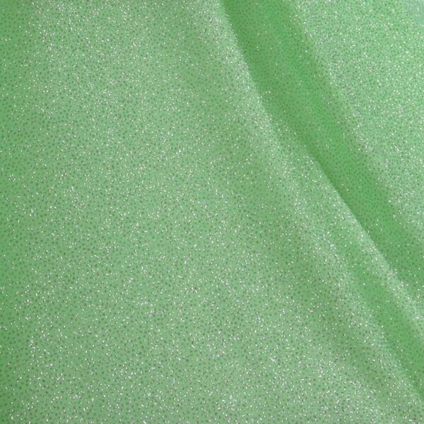 Tessuto Mesh (Tulle) Bielastico Glitter Polvere di Stelle - al Metro - Menta Glitter Argento