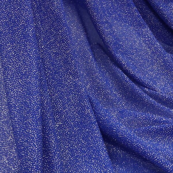 Tessuto Mesh (Tulle) Bielastico Glitter Polvere di Stelle - al Metro - Blu Royal Glitter Argento