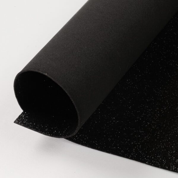 Tessuto Gomma Crepla Glitter Al Metro - Nero Glitter Nero - Mezzo Metro