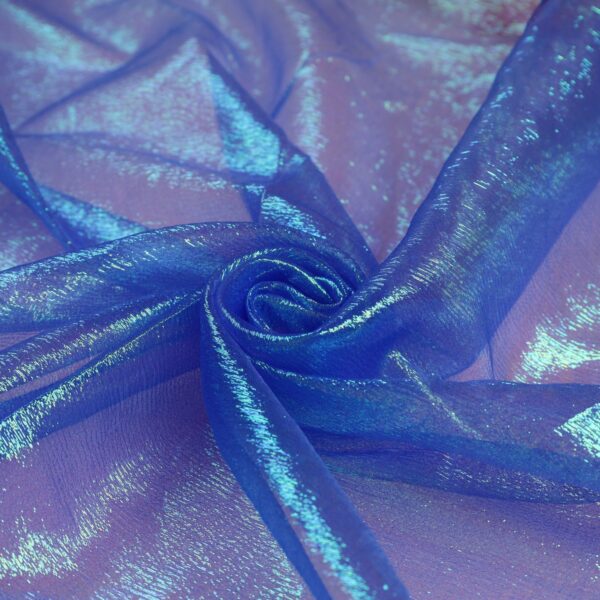 Tessuto Organza Creponne Winks - al Metro - Blu Cina Iridescente