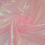 Tessuto Organza Creponne Winks - al Metro - Rosa Chiaro Iridescente