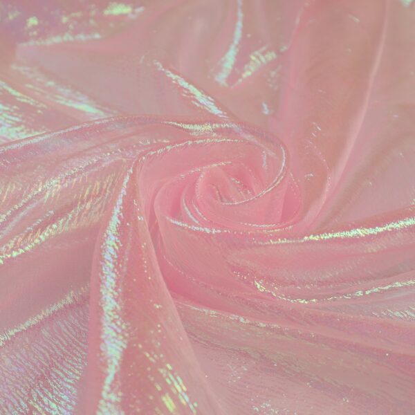 Tessuto Organza Creponne Winks - al Metro - Rosa Chiaro Iridescente