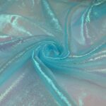 Tessuto Organza Creponne Winks - al Metro - Azzurro Iridescente