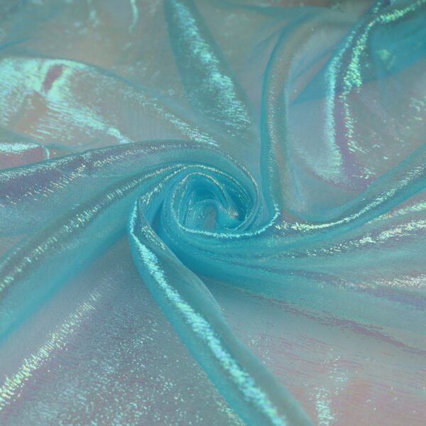 Tessuto Organza Creponne Winks - al Metro - Azzurro Iridescente