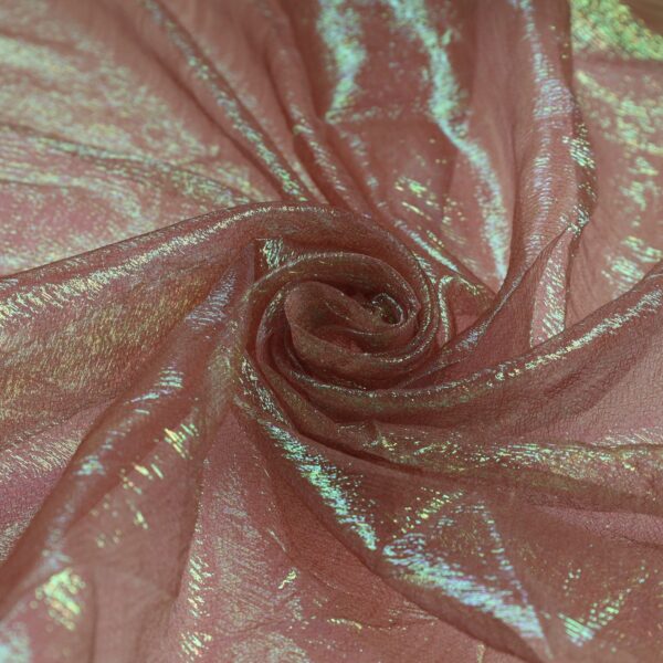 Tessuto Organza Creponne Winks - al Metro - Rosa Antico Iridescente