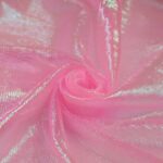 Tessuto Organza Creponne Winks - al Metro - Rosa Bubble Iridescente