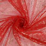 Organza Fantasia Natale - al Metro - Spirale - Fondo Rosso - Doppia Faccia - Placcato Oro & Argento