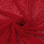 Tessuto Mesh (Tulle) Bielastico Floccato Glitter Argento "Fiorellino" - al Metro - Colore Rosso