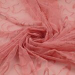 Tessuto Mesh (Tulle) Bielastico Floccato Glitter Argento "Graffio" - al Metro - Colore Rosa